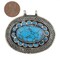 The Bead Chest Turquoise Blue Oval Inlaid Afghan Silver Pendant 58x51mm Afghanistan White Metal Large Hole